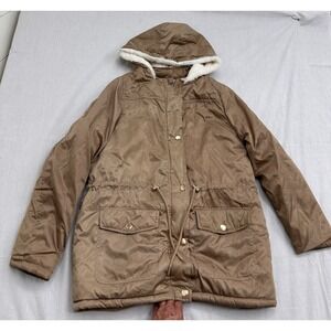 Riley & James, Women's Khaki  Puffer Jacket with fleece lining and hoodie  Sized
